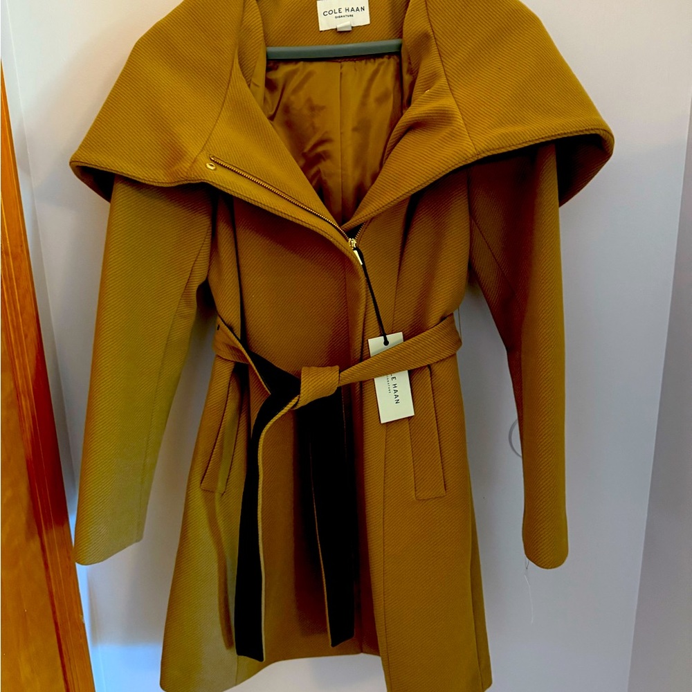 Cole Haan asymmetrical twill coat